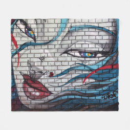 アジアの少女の落書き フリースブランケット