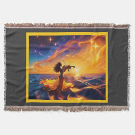 アジアの少女遊のバイオリン超現実的なシーン スローブランケット
