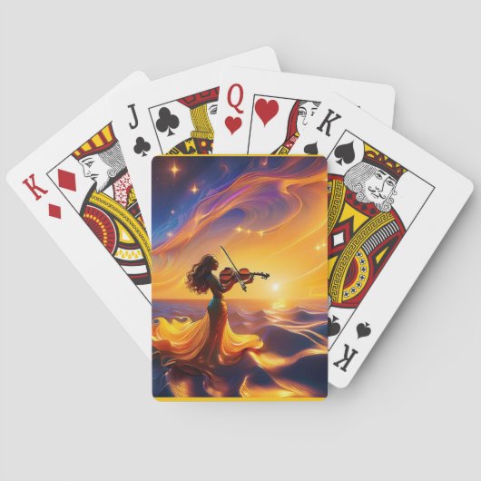 アジアの少女遊のバイオリン超現実的なシーン トランプ (裏面)