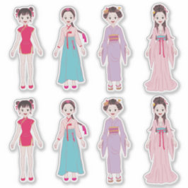 アジアの少女 シール