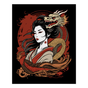 アジアの少女 中国のドラゴン ポスター