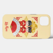 アジアの少年と少女のイラストレーション – 赤い白い金ゴールド Case-Mate iPhoneケース (裏面 (横))
