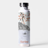 アジアの山々，さくらんぼの花，カヌー – 沈黙 ウォーターボトル (左面)