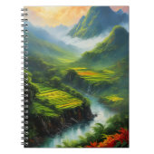 アジアの峰々の美しい緑の谷 ノートブック (正面)