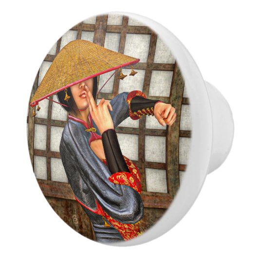 アジアの戦う女性 セラミックノブ (右)