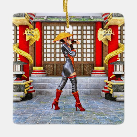 アジアの戦士メイド セラミックオーナメント (正面)