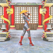 アジアの戦士乙女ファンタジーサムライ アート シール (正面)