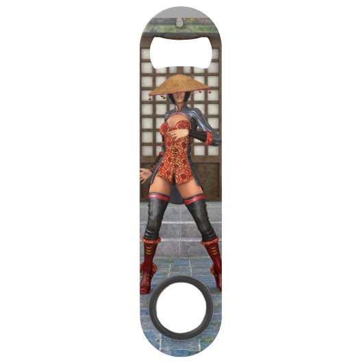 アジアの戦士乙女ファンタジーサムライ アート スピード栓抜き (正面)