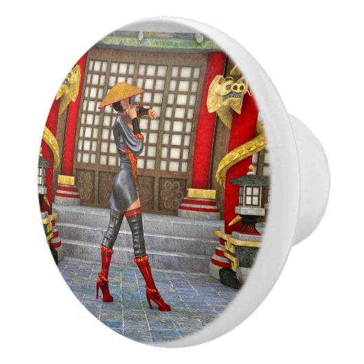アジアの戦士乙女 ファンタジーサムライアート セラミックノブ (右)