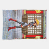 アジアの戦士乙女 ファンタジーサムライ アート キッチンタオル (横)