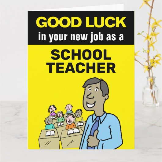 アジアの教師として新しい仕事で頑張ろう カード (黄色い花)