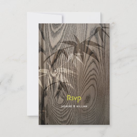 アジアの木目竹葉結婚素朴 出欠カード (裏面)