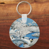 アジアの橋と雪の風景キーチェーン キーホルダー (正面)