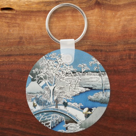 アジアの橋と雪の風景キーチェーン キーホルダー (正面)