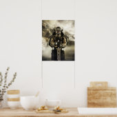 アジアの武士鎧を着た男 ポスター (キッチン)