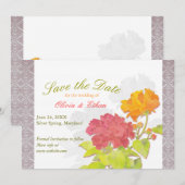 アジアの牡丹ダマスクの結婚式の日付を保存 セーブザデート (正面/裏面)