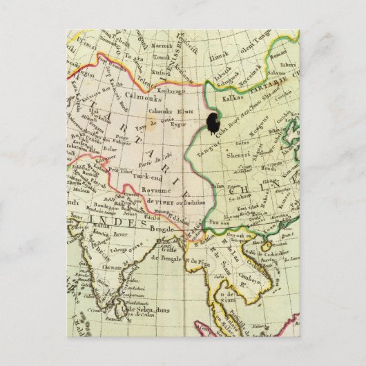 アジアの物理地図 ポストカード (正面)