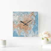 アジアの物理地図（1916年） スクエア壁時計 (ホーム)