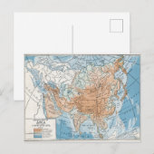 アジアの物理地図（1916年） ポストカード (正面/裏面)
