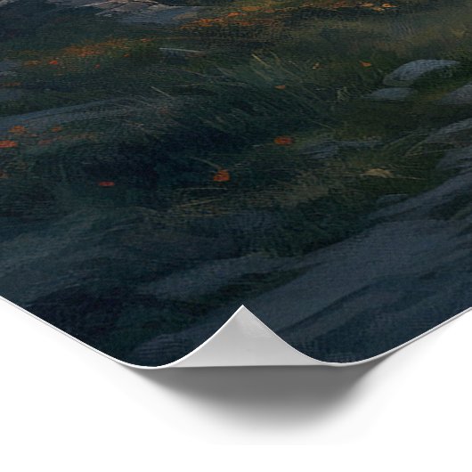 アジアの玄関口を通る古い石道を油絵で描く ポスター (角)