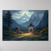 アジアの玄関口を通る古い石道を油絵で描く ポスター (正面)