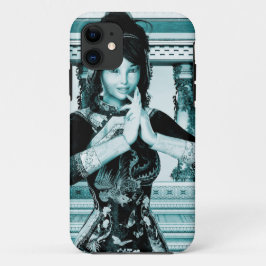 アジアの王妃ブルー肖像画アート iPhone 11 ケース