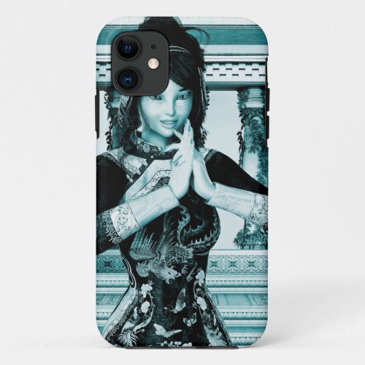 アジアの王妃ブルー肖像画アート Case-Mate iPhoneケース (裏面)