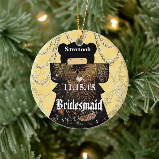 アジアの着物とバーデメイドの贈り物、珊瑚の変化 セラミックオーナメント (ツリー)