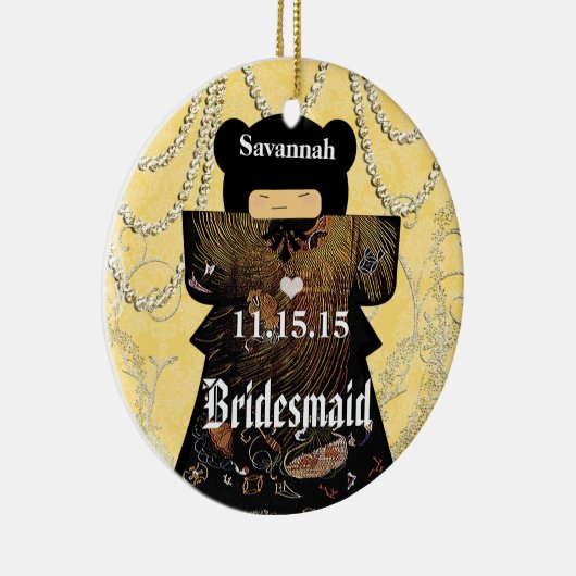 アジアの着物とバーデメイドの贈り物、珊瑚の変化 セラミックオーナメント (右)