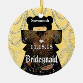 アジアの着物とバーデメイドの贈り物、珊瑚の変化 セラミックオーナメント (正面)