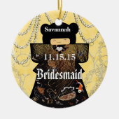 アジアの着物とバーデメイドの贈り物、珊瑚の変化 セラミックオーナメント (正面)