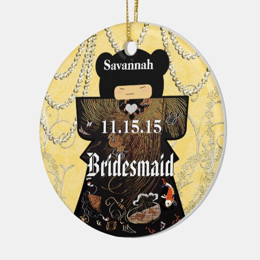 アジアの着物とバーデメイドの贈り物、珊瑚の変化 セラミックオーナメント (左)