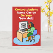 アジアの秘書またはアシスタント。新規ジョブ。 カード (黄色い花)