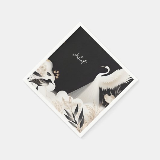 アジアの空の雲の鶴の楽しいブライダルシャワーの羽毛 スタンダードカクテルナプキン (角)