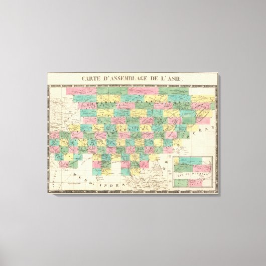 アジアの組立地図 キャンバスプリント (正面)