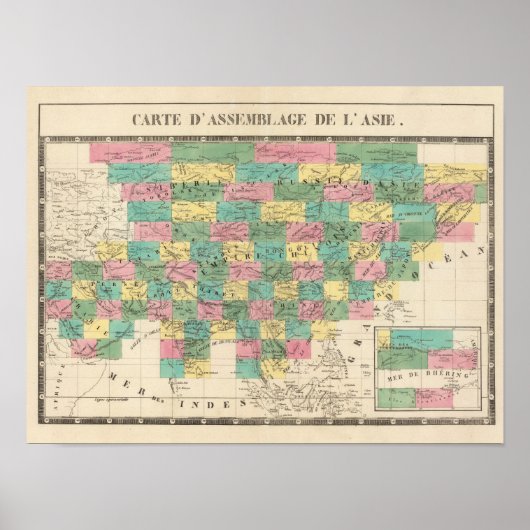 アジアの組立地図 ポスター (正面)