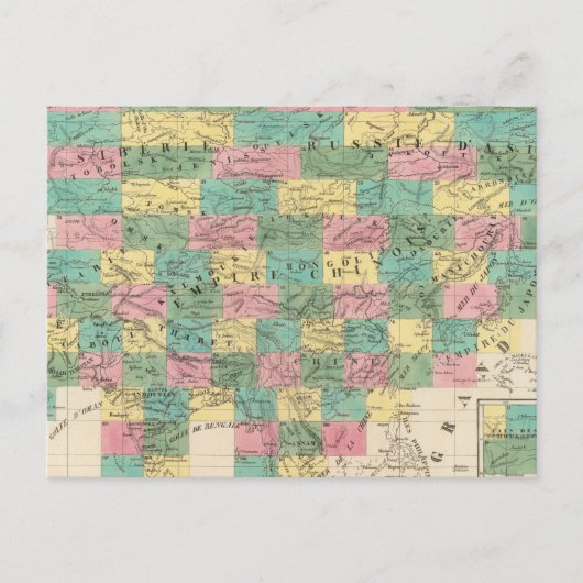 アジアの組立地図 ポストカード (正面)