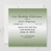 アジアの花緑とシルバーパーティーの招待状 招待状 (裏面)