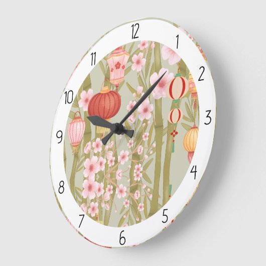 アジアの花 ラージ壁時計 (傾斜)