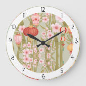 アジアの花 ラージ壁時計 (正面)