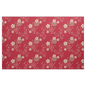 アジアの赤いパターン(春の花) ファブリック (ヤード)