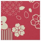 アジアの赤いパターン(春の花) ファブリック (クローズアップ)