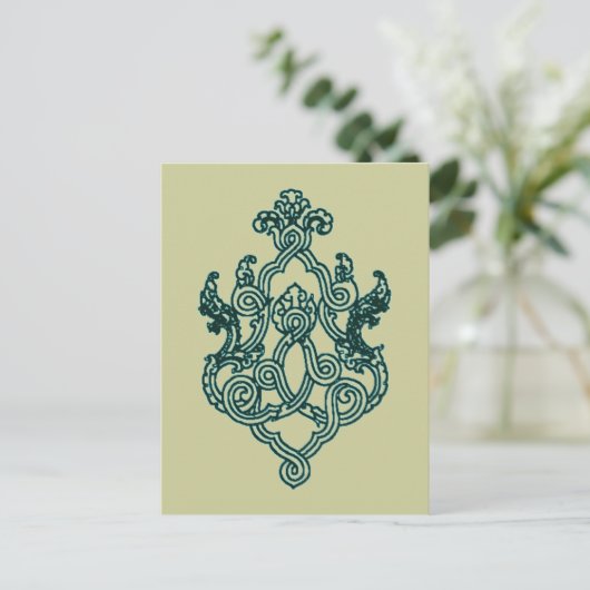 アジアの部族タトゥーデザイン仏教ヒンドゥー教 ポストカード (スタンド正面)