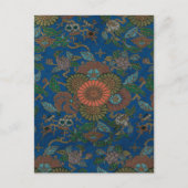 アジアの青いファンパターン ポストカード (正面)
