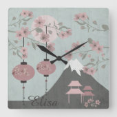アジアの風景山灯園芸術 スクエア壁時計 (正面)