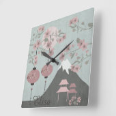 アジアの風景山灯園芸術 スクエア壁時計 (傾斜)