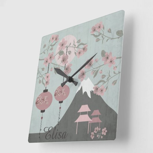 アジアの風景山灯園芸術 スクエア壁時計 (傾斜)