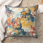 アジアの風景（パゴダあり） クッション (ブランケット)