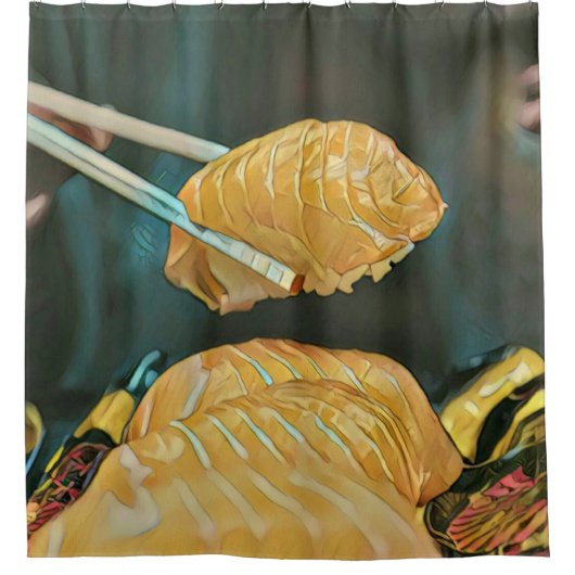 アジアの食すし好き シャワーカーテン (正面)