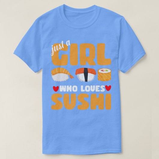 アジアの食べ物好きなすしおもしろい好きな女の子 Tシャツ (デザイン正面)
